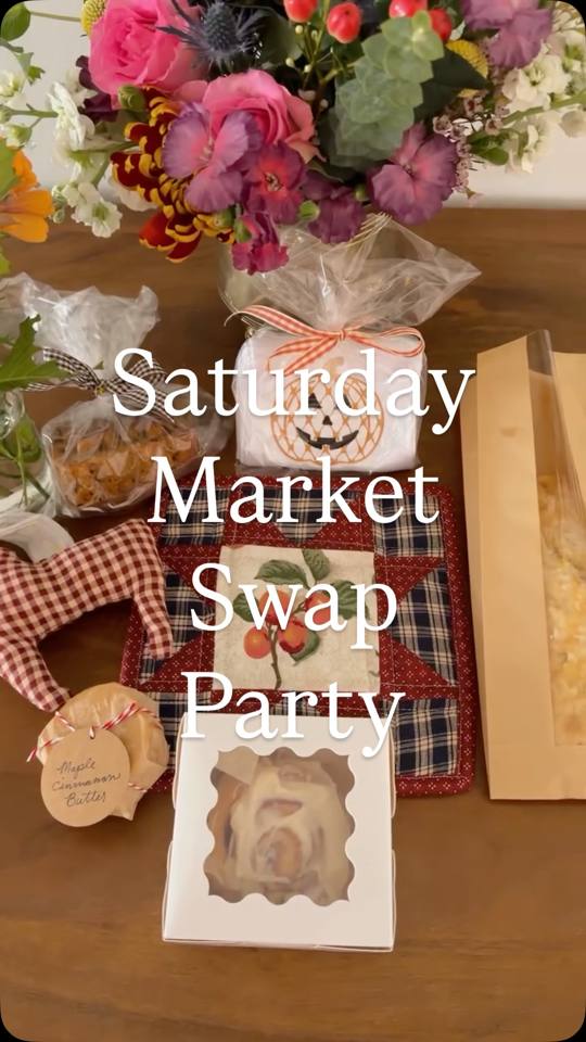 A Saturday market swap party table